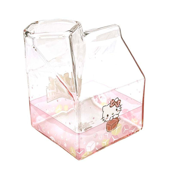 Sanrio Hello Kittys Glass Cups Kawaii Anime Cartoon Dormitory Bedroom  Oatmeal Milk Water Cups Toy Girls Christmas Gifts