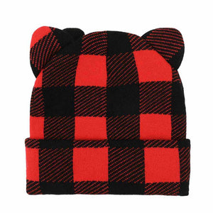 Hello Kitty Knit Red Plaid Beanie Accessory BIOWORLD   