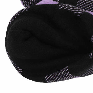 Kuromi Knit Purple Plaid Beanie Accessory BIOWORLD   