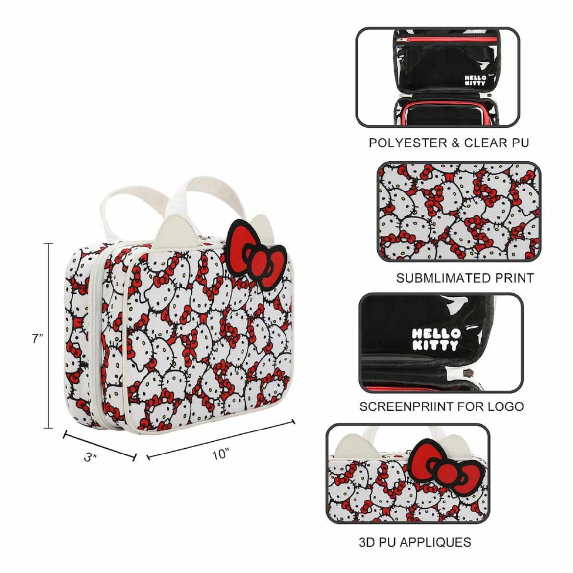 Hello Kitty All-Over Print Travel Toiletry Bag Home Goods BIOWORLD