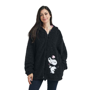 Kuromi Cozy Sherpa Zip Lounge Hoodie Apparel BIOWORLD   