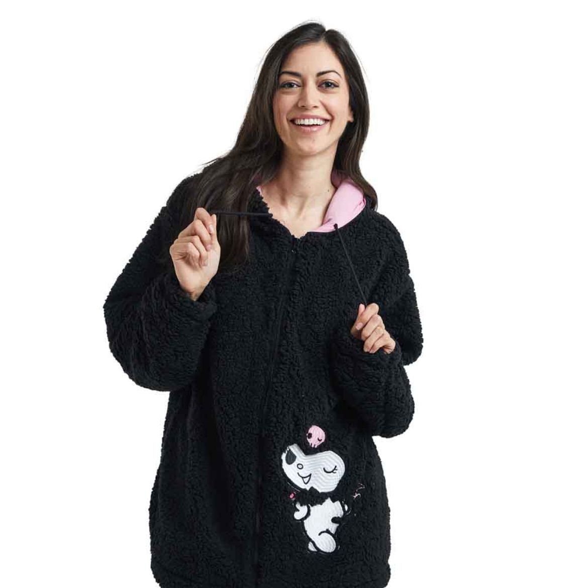 Kuromi Cozy Sherpa Zip Lounge Hoodie Apparel BIOWORLD   