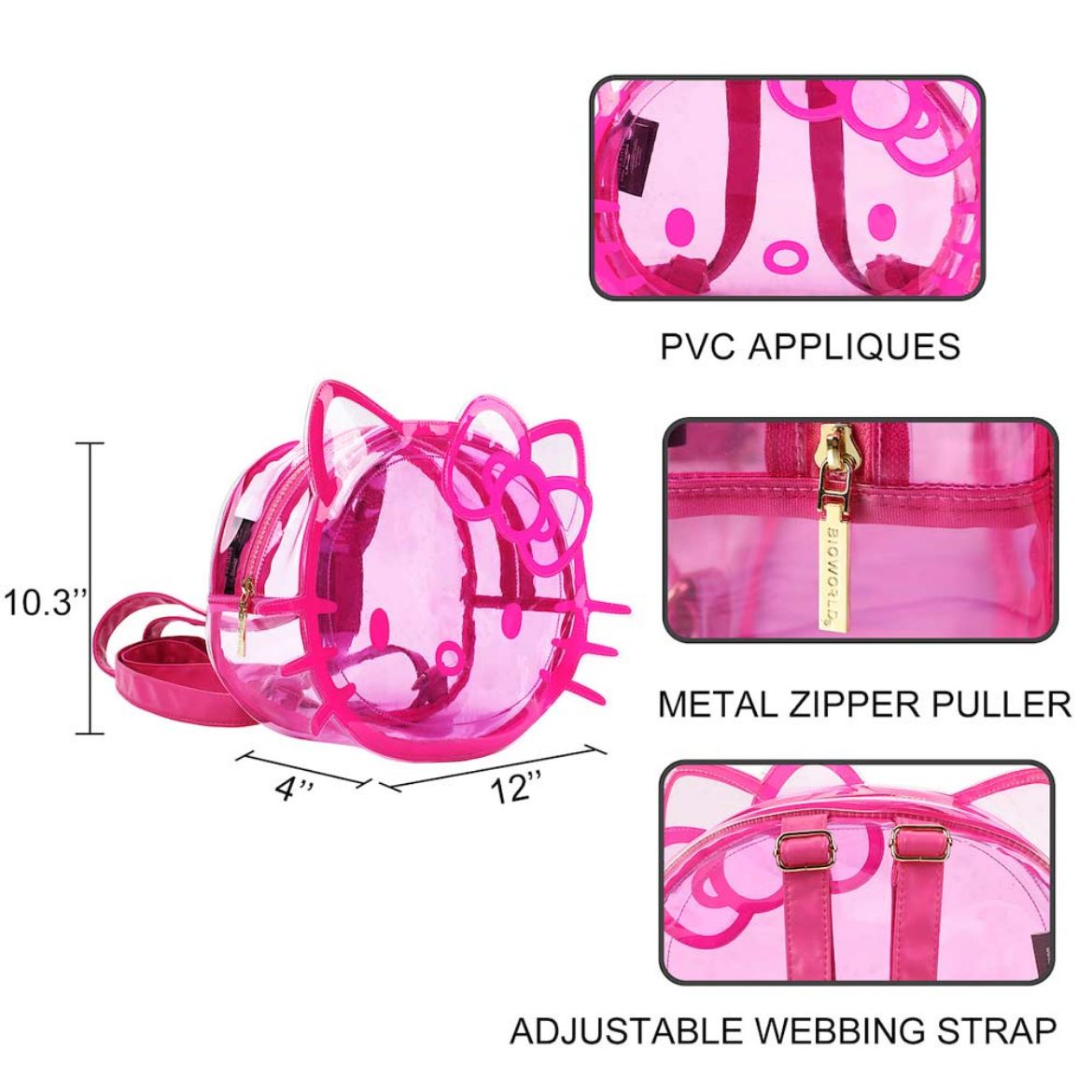 Hello Kitty Pink Clear Mini Backpack Bags BIOWORLD