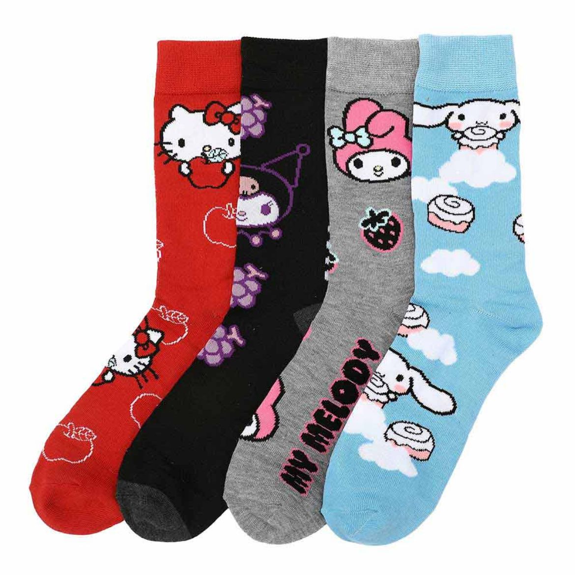 Hello Kitty and Friends 4-Pc Crew Sock Set Accessory BIOWORLD