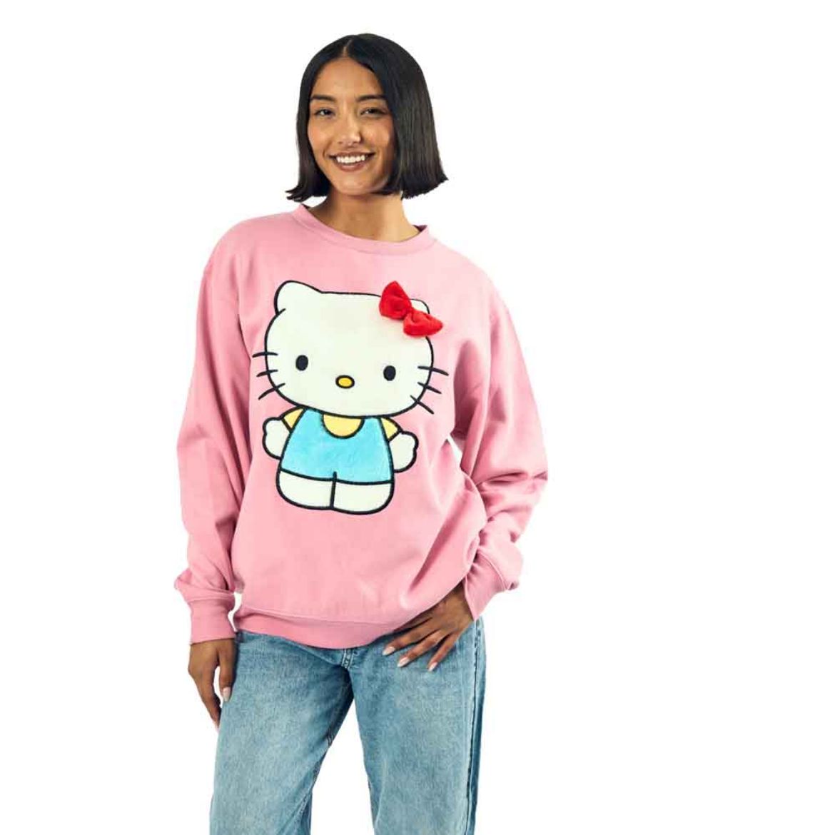 Hello Kitty 3D Bow Oversized Pink Sweatshirt Apparel BIOWORLD