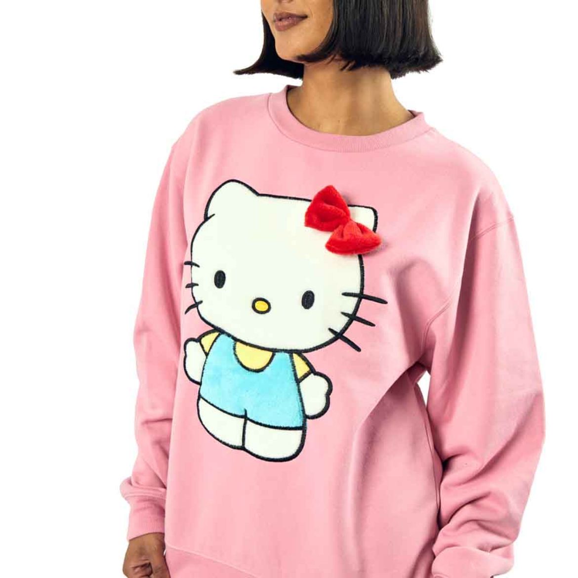 Hello Kitty 3D Bow Oversized Pink Sweatshirt Apparel BIOWORLD