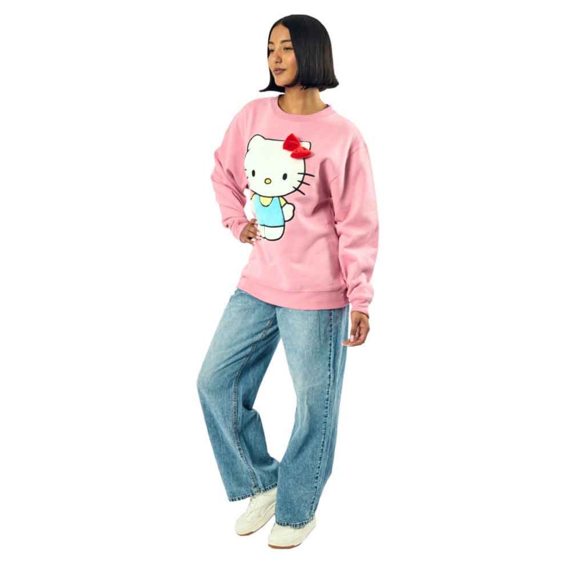 Hello Kitty 3D Bow Oversized Pink Sweatshirt Apparel BIOWORLD