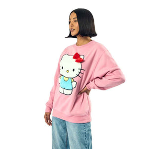 Hello Kitty 3D Bow Oversized Pink Sweatshirt Apparel BIOWORLD