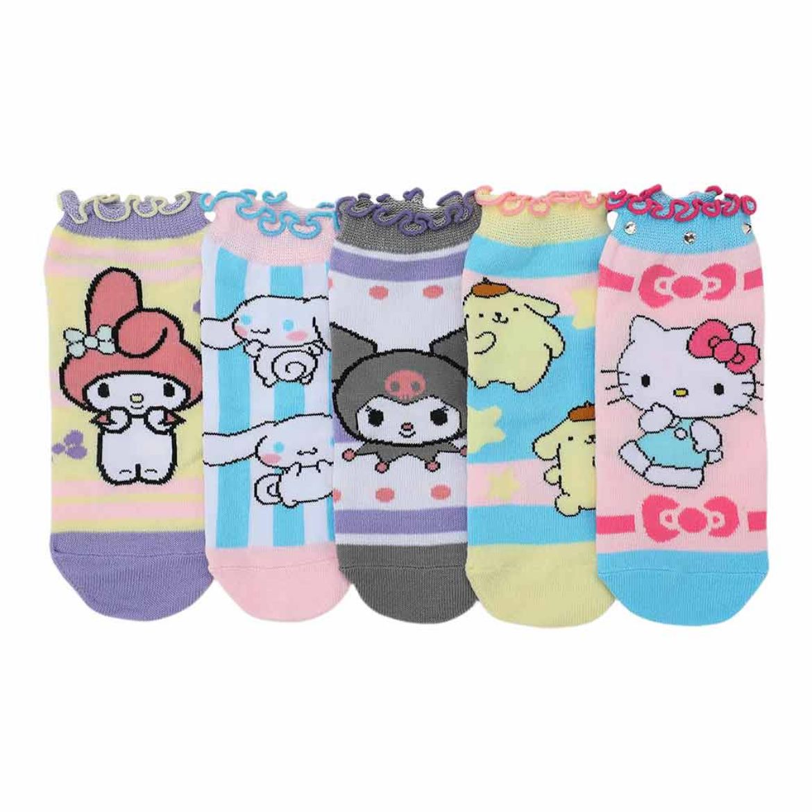 Hello Kitty and Friends 5-Pc Frilly Ankle Sock Set Accessory BIOWORLD