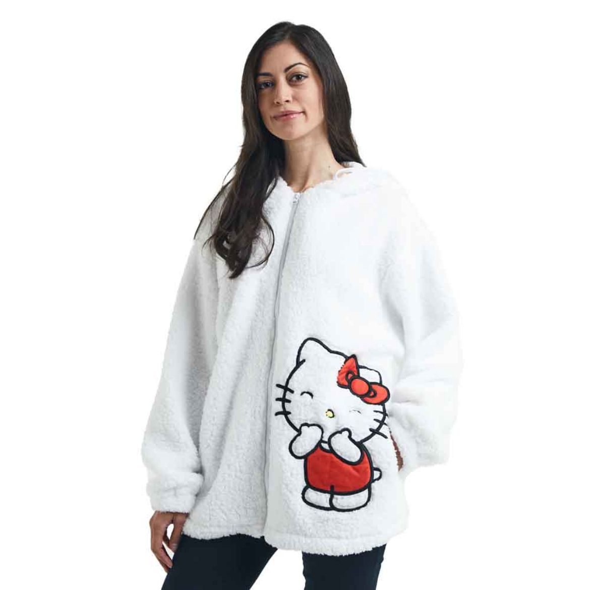 Hello Kitty Cozy Sherpa Zip Lounge Hoodie Apparel BIOWORLD