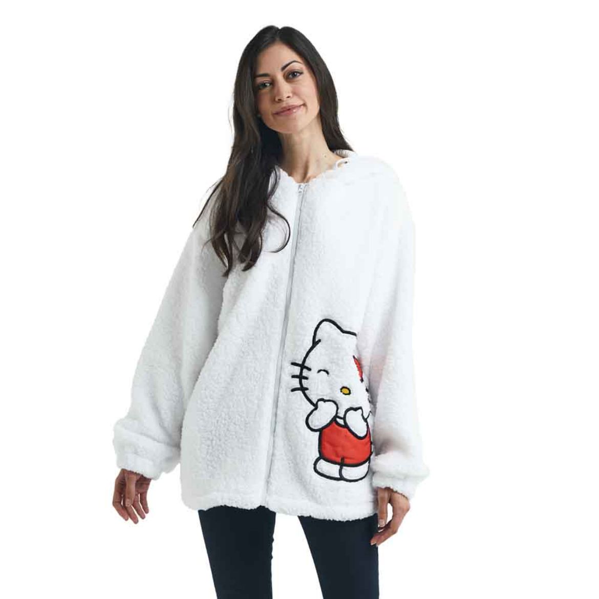 Hello Kitty Cozy Sherpa Zip Lounge Hoodie Apparel BIOWORLD