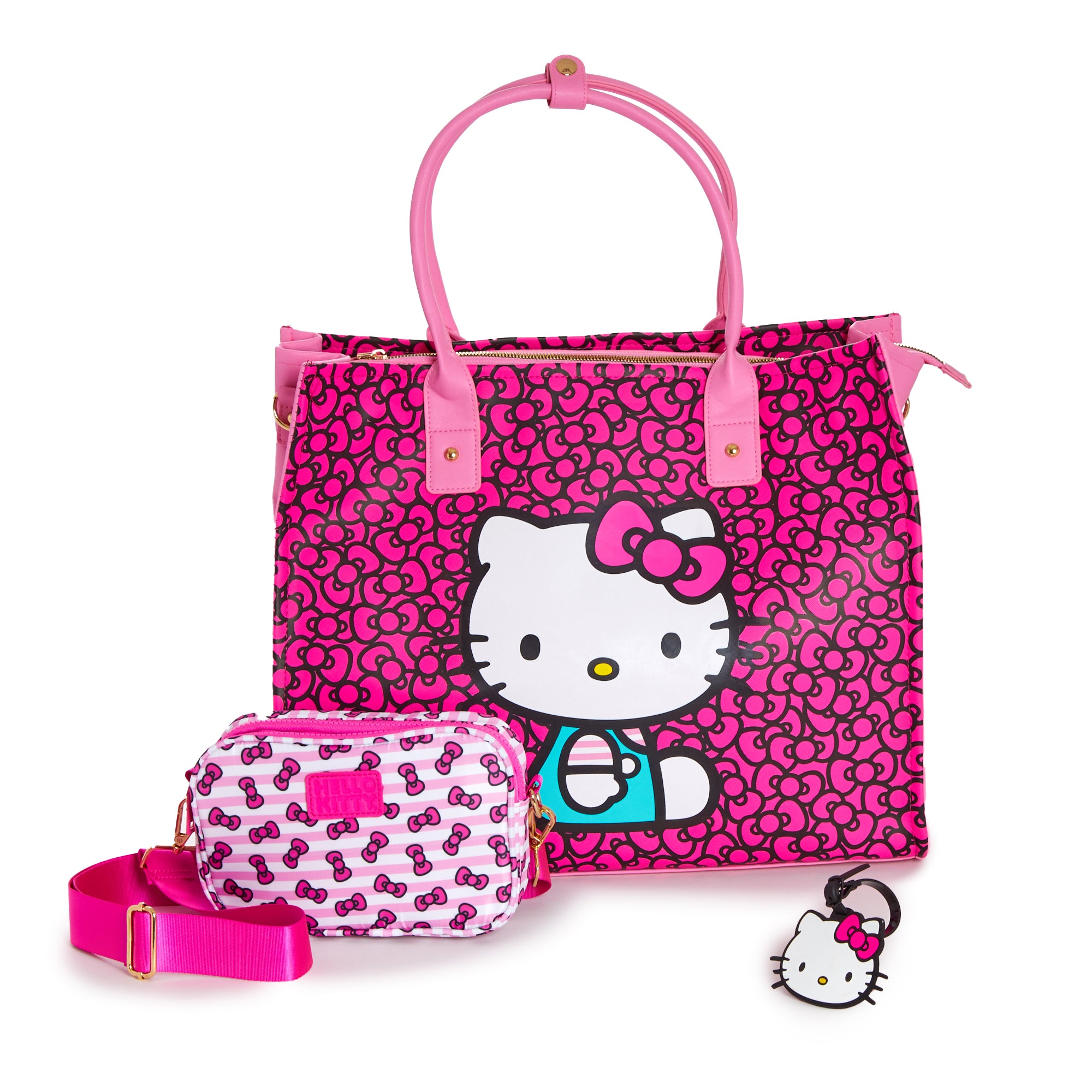 Hello Kitty 3-pc All-Over Print Travel Tote Set Bags BIOWORLD   