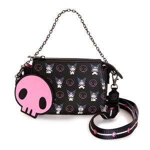 Kuromi x Loungefly Skully Convertible Crossbody Bag With Coin Purse Bags Loungefly   