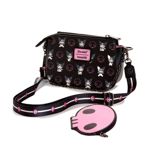 Kuromi x Loungefly Skully Convertible Crossbody Bag With Coin Purse Bags Loungefly   