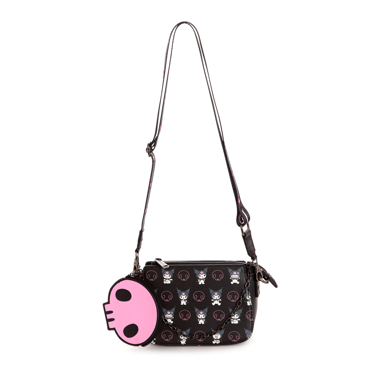 Kuromi x Loungefly Skully Convertible Crossbody Bag With Coin Purse Bags Loungefly   