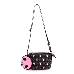 Kuromi x Loungefly Skully Convertible Crossbody Bag With Coin Purse Bags Loungefly   