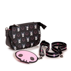 Kuromi x Loungefly Skully Convertible Crossbody Bag With Coin Purse Bags Loungefly   