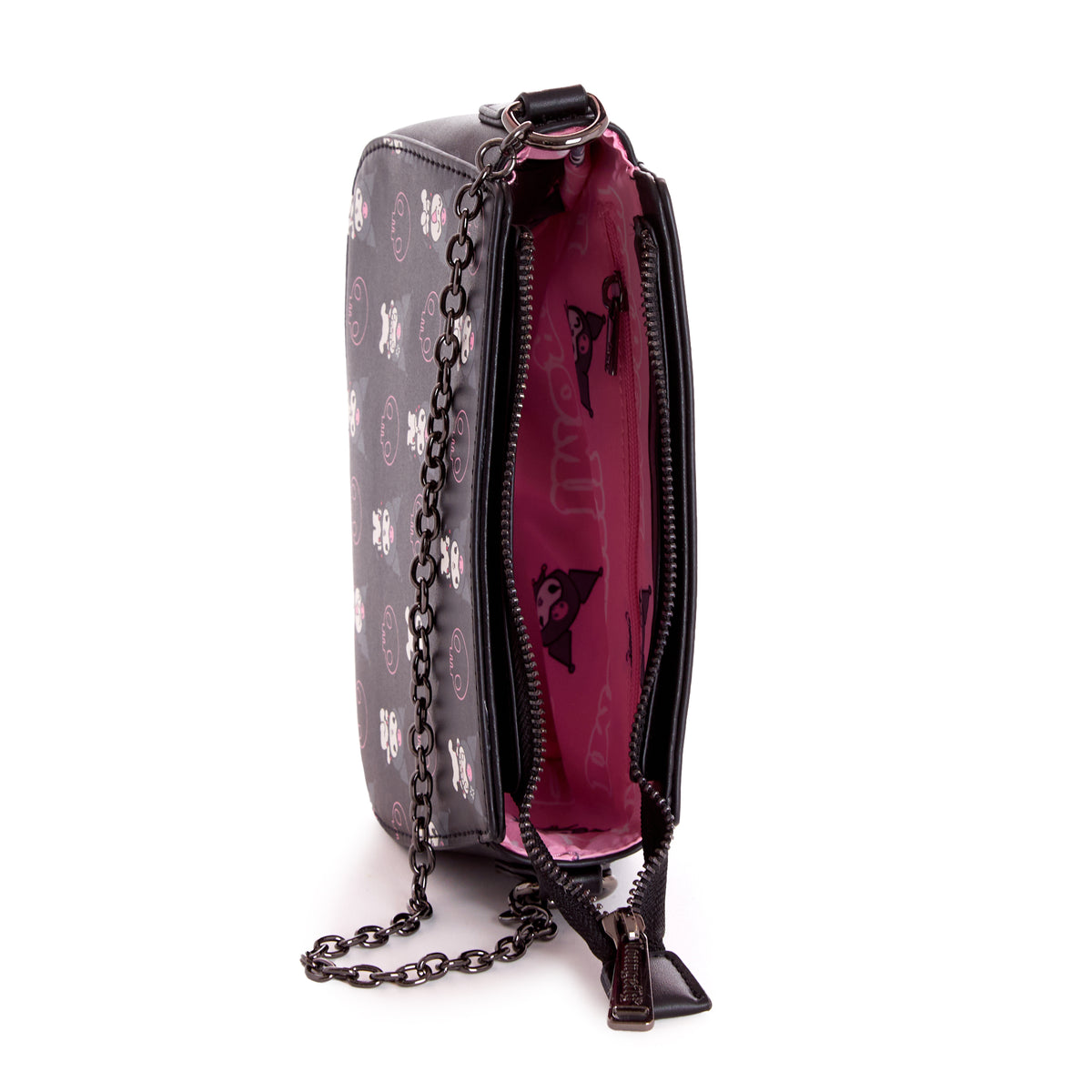 Kuromi x Loungefly Skully Convertible Crossbody Bag With Coin Purse Bags Loungefly   