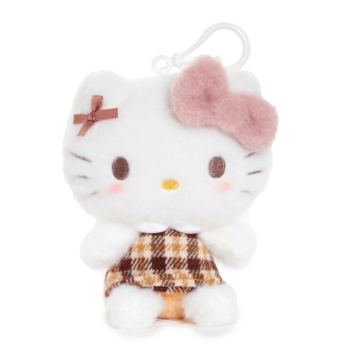 Hello Kitty Mascot Clip (Mocha Check Series) Plush NAKAJIMA CORPORATION   