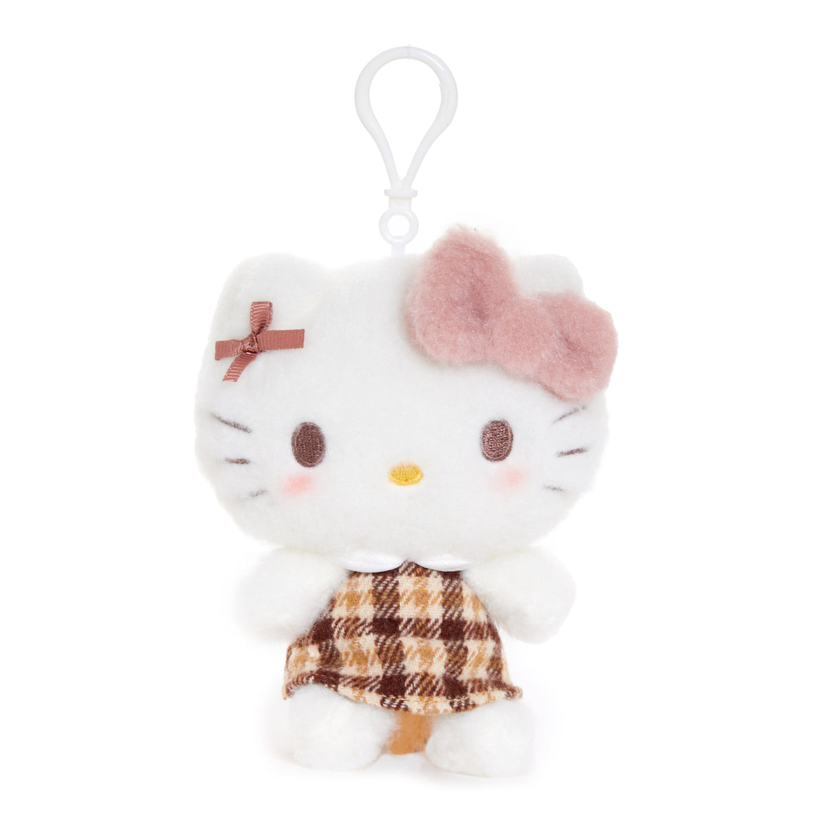 Hello Kitty Mascot Clip (Mocha Check Series) Plush NAKAJIMA CORPORATION   