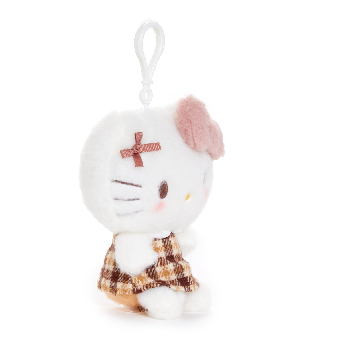 Hello Kitty Mascot Clip (Mocha Check Series) Plush NAKAJIMA CORPORATION   