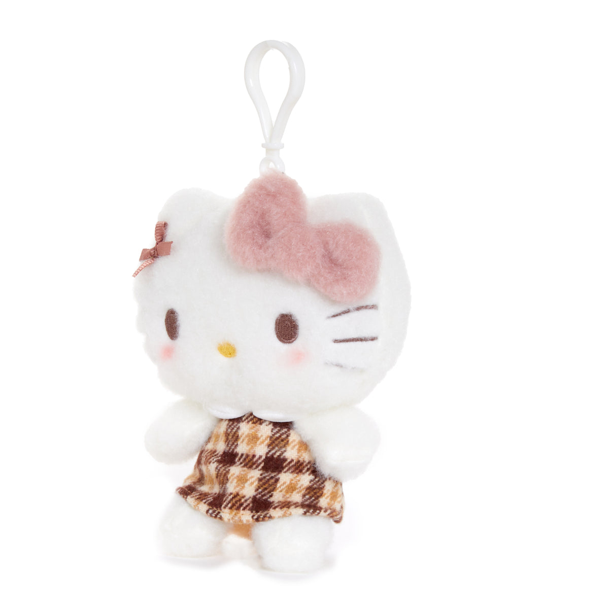 Hello Kitty Mascot Clip (Mocha Check Series) Plush NAKAJIMA CORPORATION   