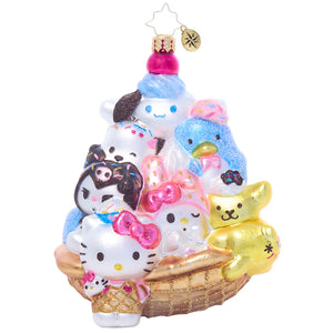 Hello Kitty and Friends x Christopher Radko Handmade Glass Ornament (Ice Cream Parlor) Seasonal RAUCH BRANDS   