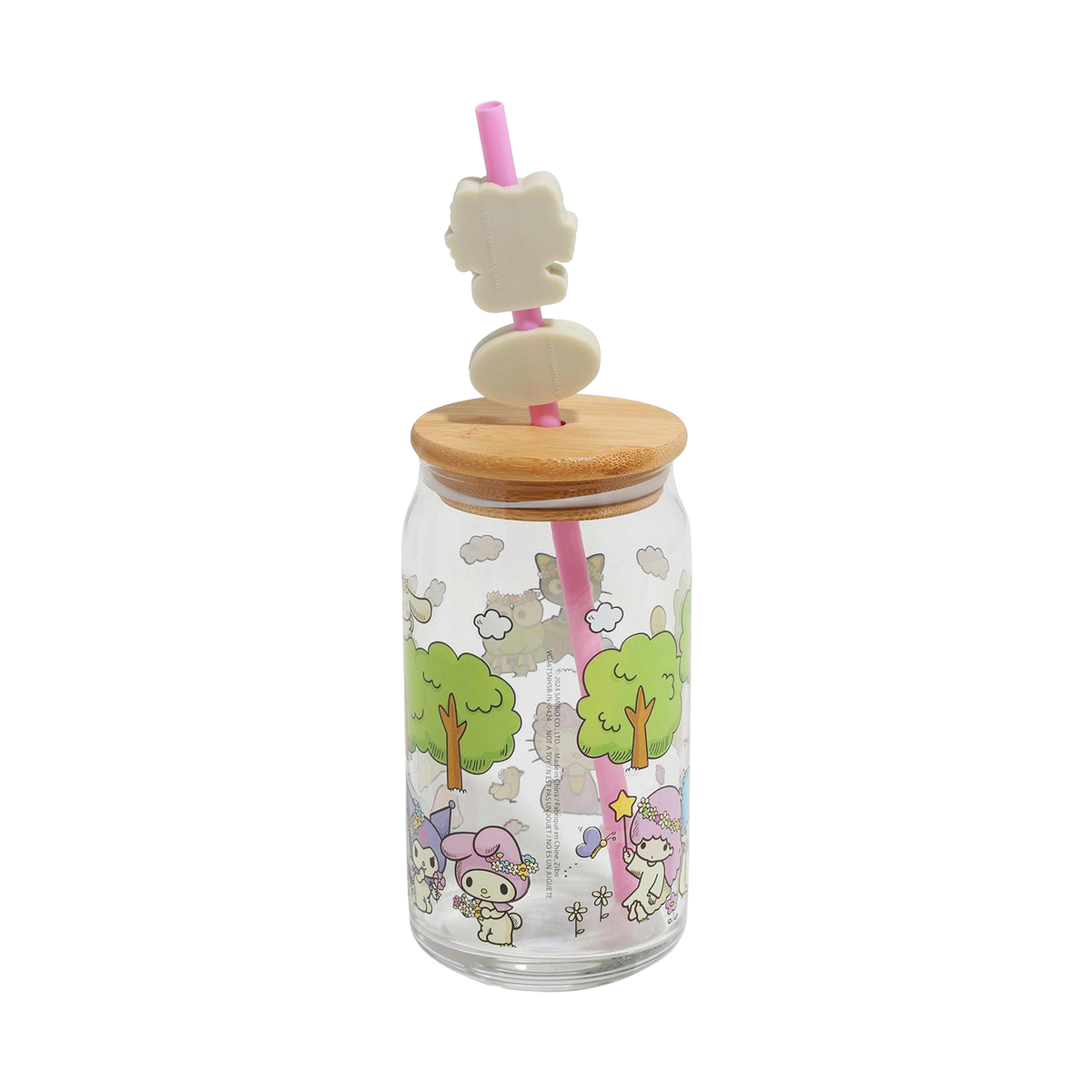 Hello Kitty and Friends Flower Crowns Lidded Glass Tumbler Home Goods BIOWORLD   