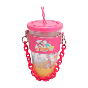 Hello Kitty and Friends Acrylic Travel Tumbler With Chain Holder Home Goods BIOWORLD