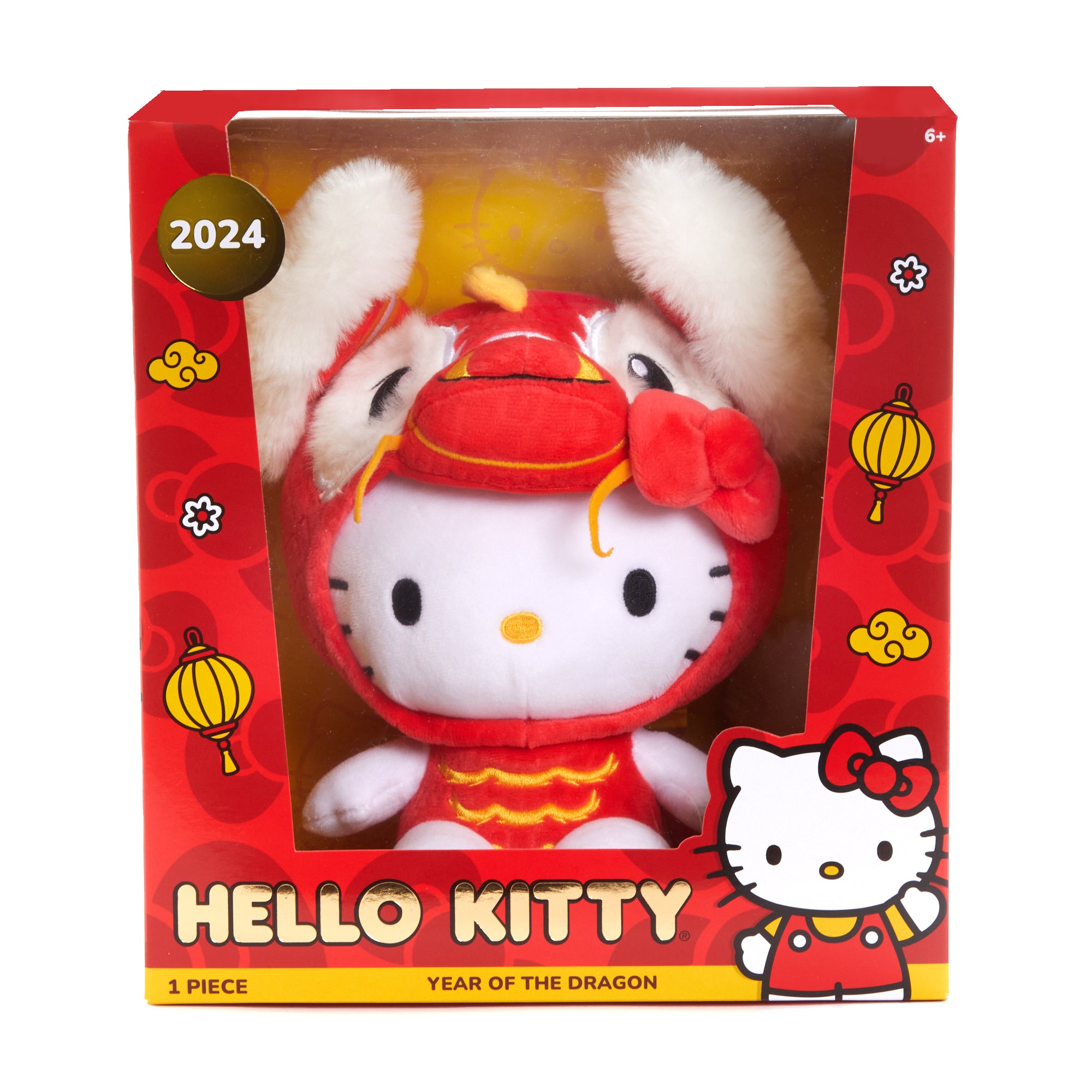 Year Of 2024 Mascot Cute Red Dragon Hold Golden Block Plushies