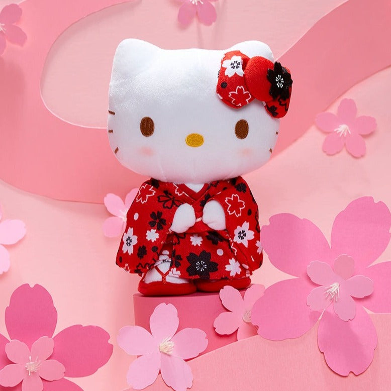 Hello Kitty 8 Red Kimono Standing Plush (Blushing Sakura)