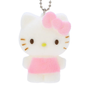 Hello Kitty Flocked Keychain Mascot Accessory Japan Original   