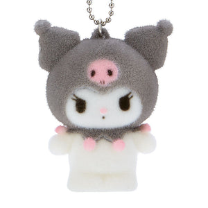 Kuromi Flocked Keychain Mascot Accessory Japan Original   