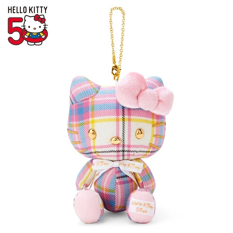 Hello Kitty Wool Mascot Keychain (Premium Dress Tartan Series) Accessory Japan Original   