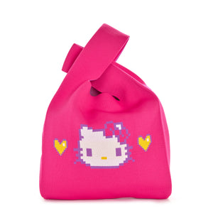 Hello Kitty Pink Knit Shopper Bag (Retro Pixel Series) Bags NAKAJIMA CORPORATION   