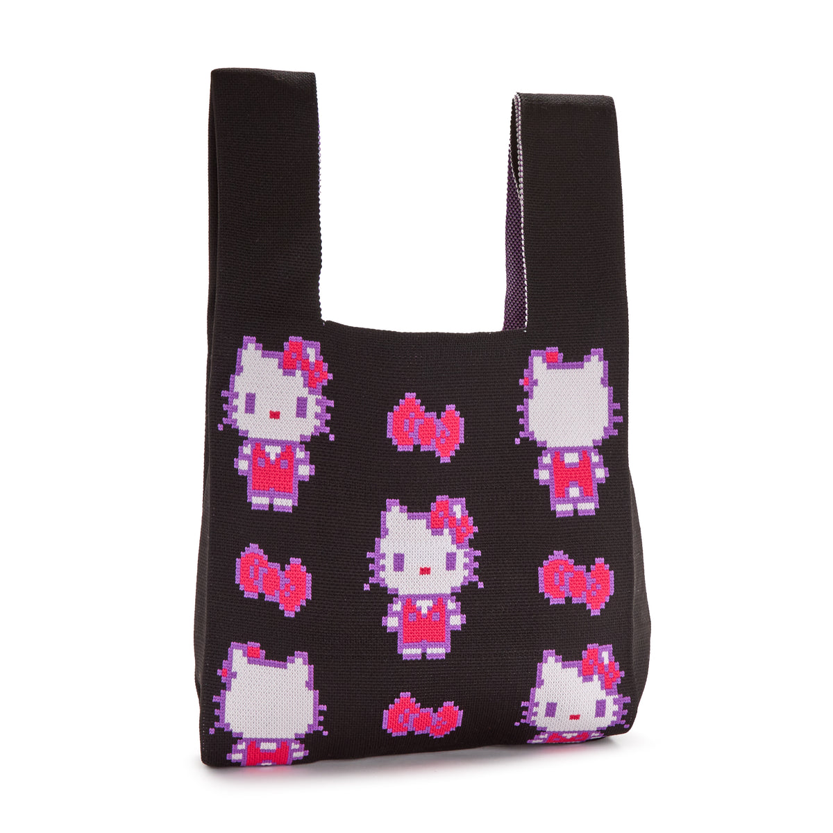 Hello Kitty Black Knit Shopper Bag (Retro Pixel Series) Bags NAKAJIMA CORPORATION   