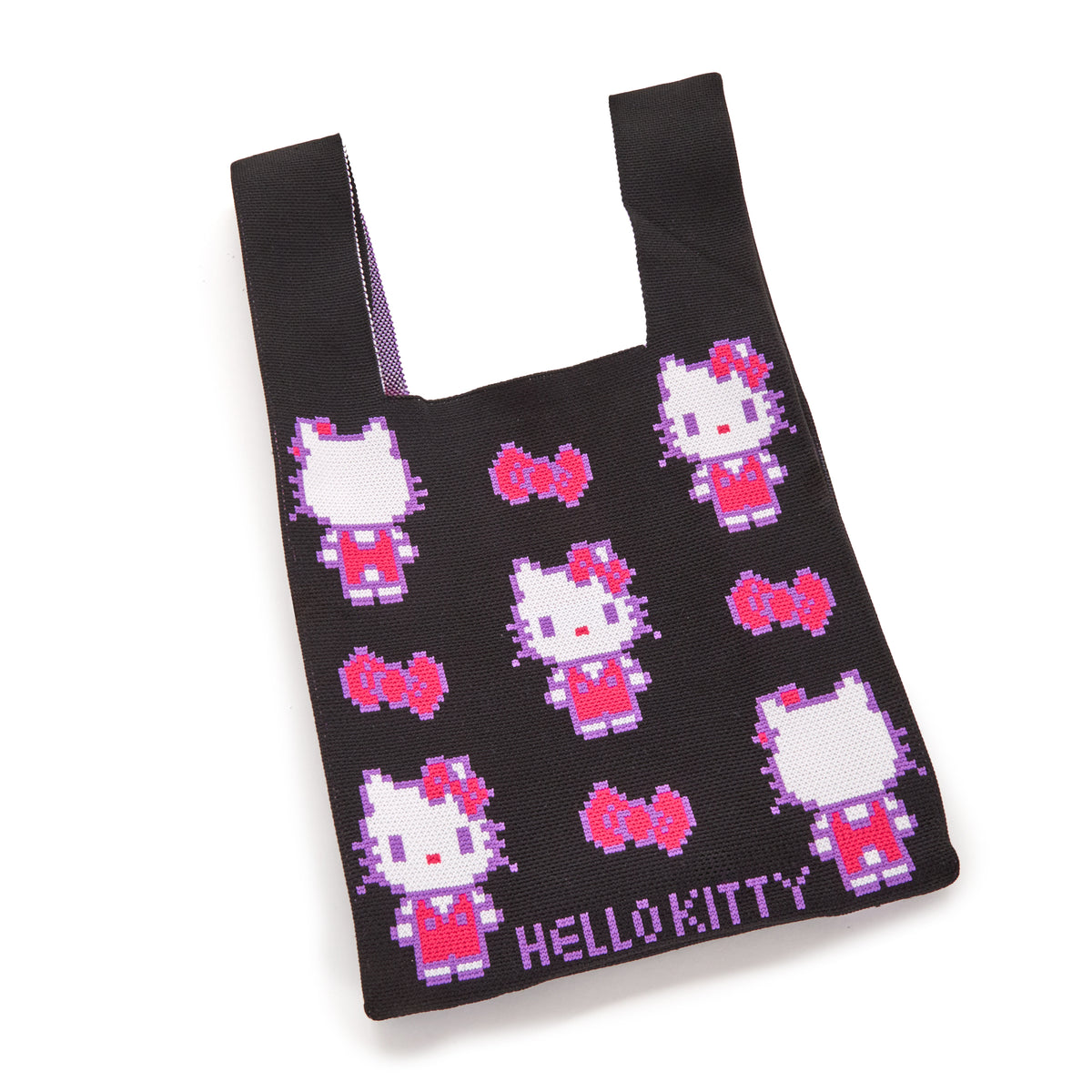 Hello Kitty Black Knit Shopper Bag (Retro Pixel Series) Bags NAKAJIMA CORPORATION   