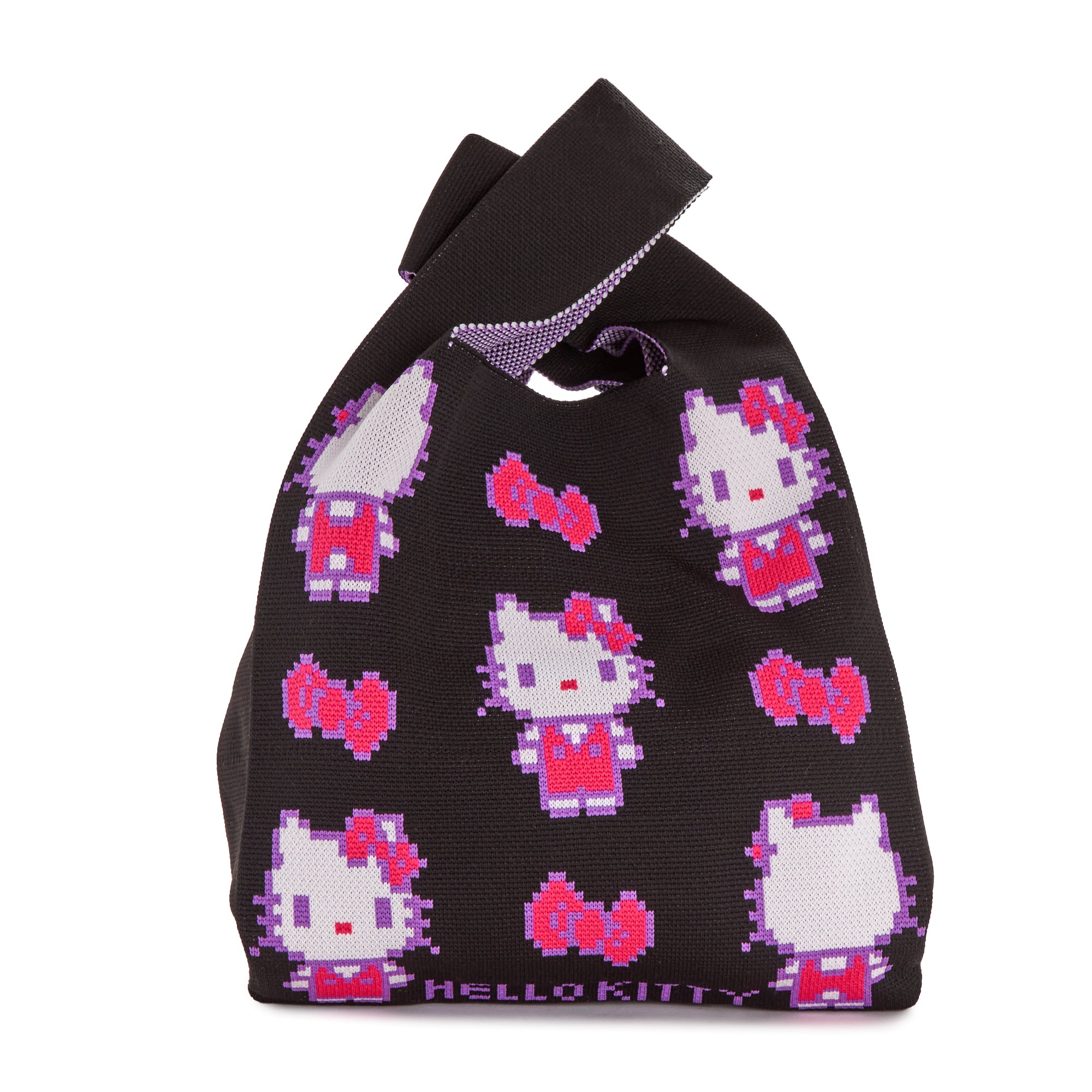 Hello Kitty Black Knit Shopper Bag (Retro Pixel Series) Bags NAKAJIMA CORPORATION   