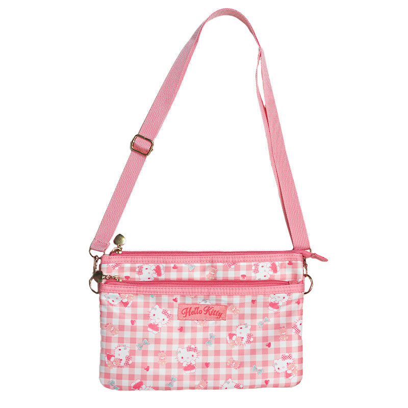 New Sanrio HELLO KITTY Messenger Bag Pink Black & White Checkered