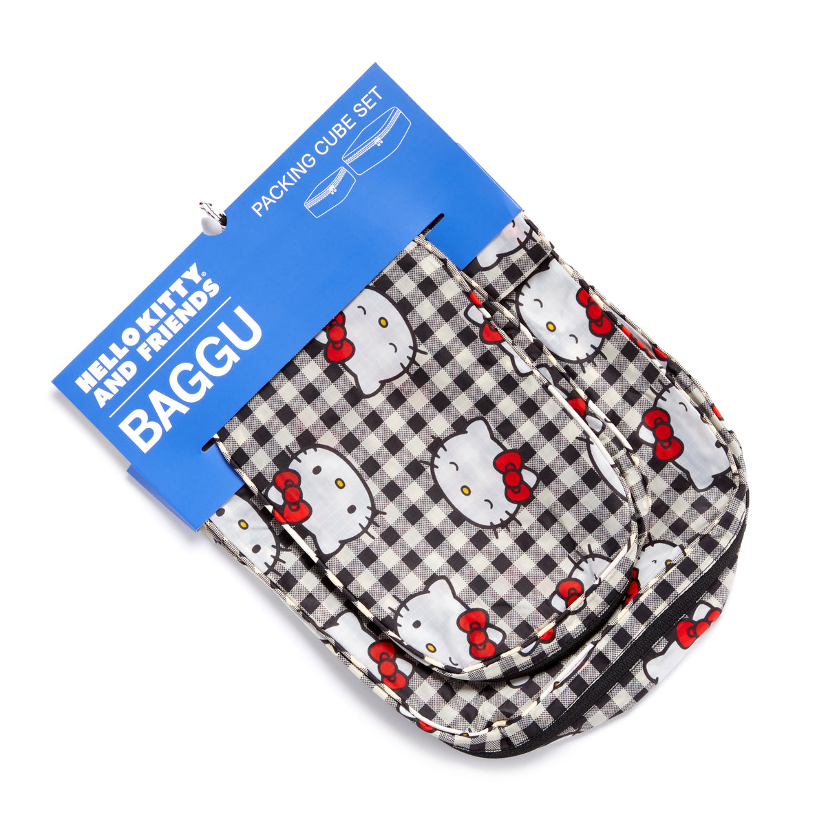 Hello Kitty x Baggu 50th Anniversary Packing Cube Set (Black Gingham) Bags Baggu Corporation   