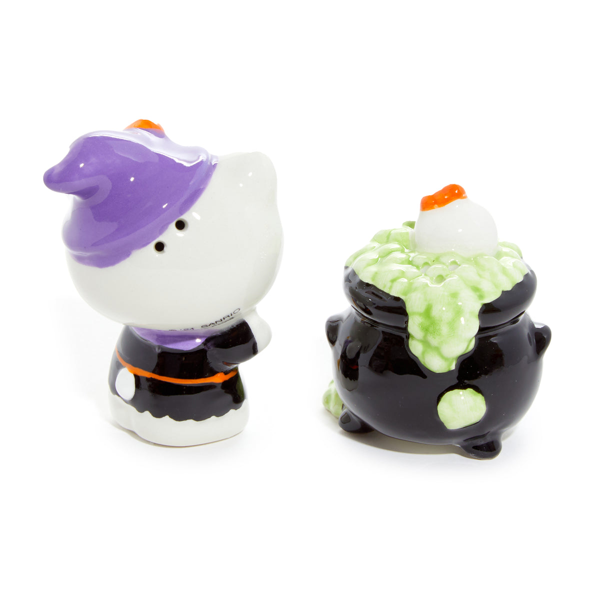 Hello Kitty Salt &amp; Pepper Halloween Ceramic Cauldron Set Seasonal Blue Sky Clayworks   