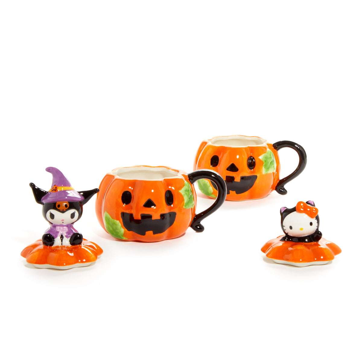 Hello Kitty and Kuromi Pumpkin Ceramic Mugs Gift Set Seasonal Blue Sky Clayworks   