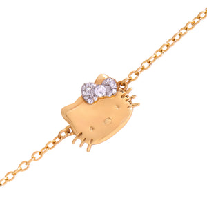 Hello Kitty Gold Plated Sparkle Bow Bracelet Jewelry JACMEL JEWELRY INC   