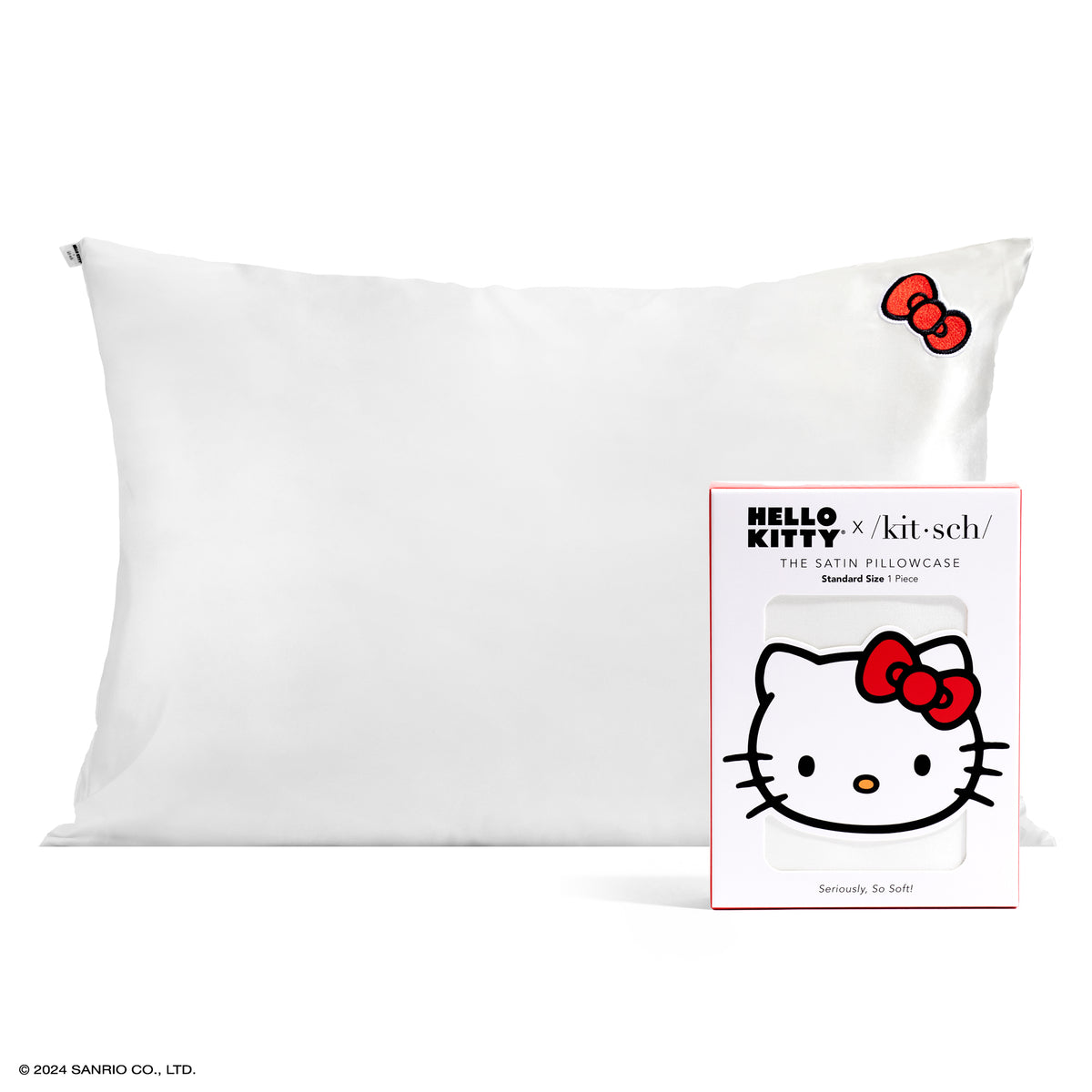 Hello Kitty x Kitsch Bow Pillowcase (Solid Ivory) Home Goods Kitsch LLC   