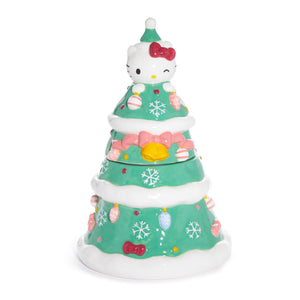 Hello Kitty Ceramic Holiday Tree Cookie Jar Seasonal Blue Sky Clayworks