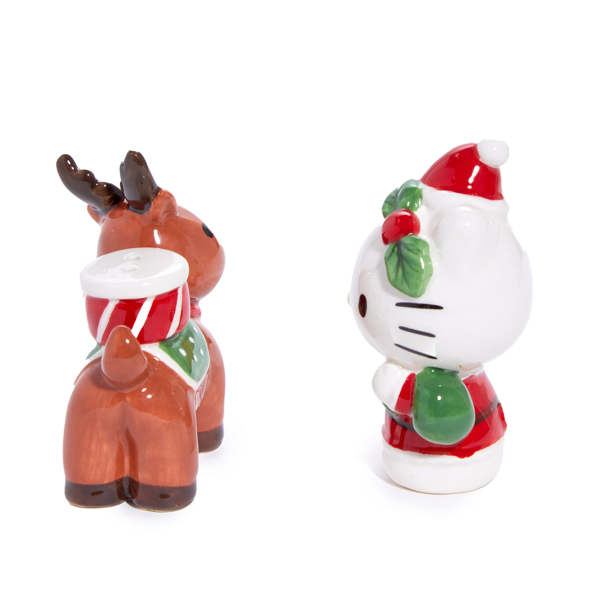 Hello Kitty Ceramic Holiday Salt &amp; Pepper Set (Reindeer Friend) Seasonal Blue Sky Clayworks