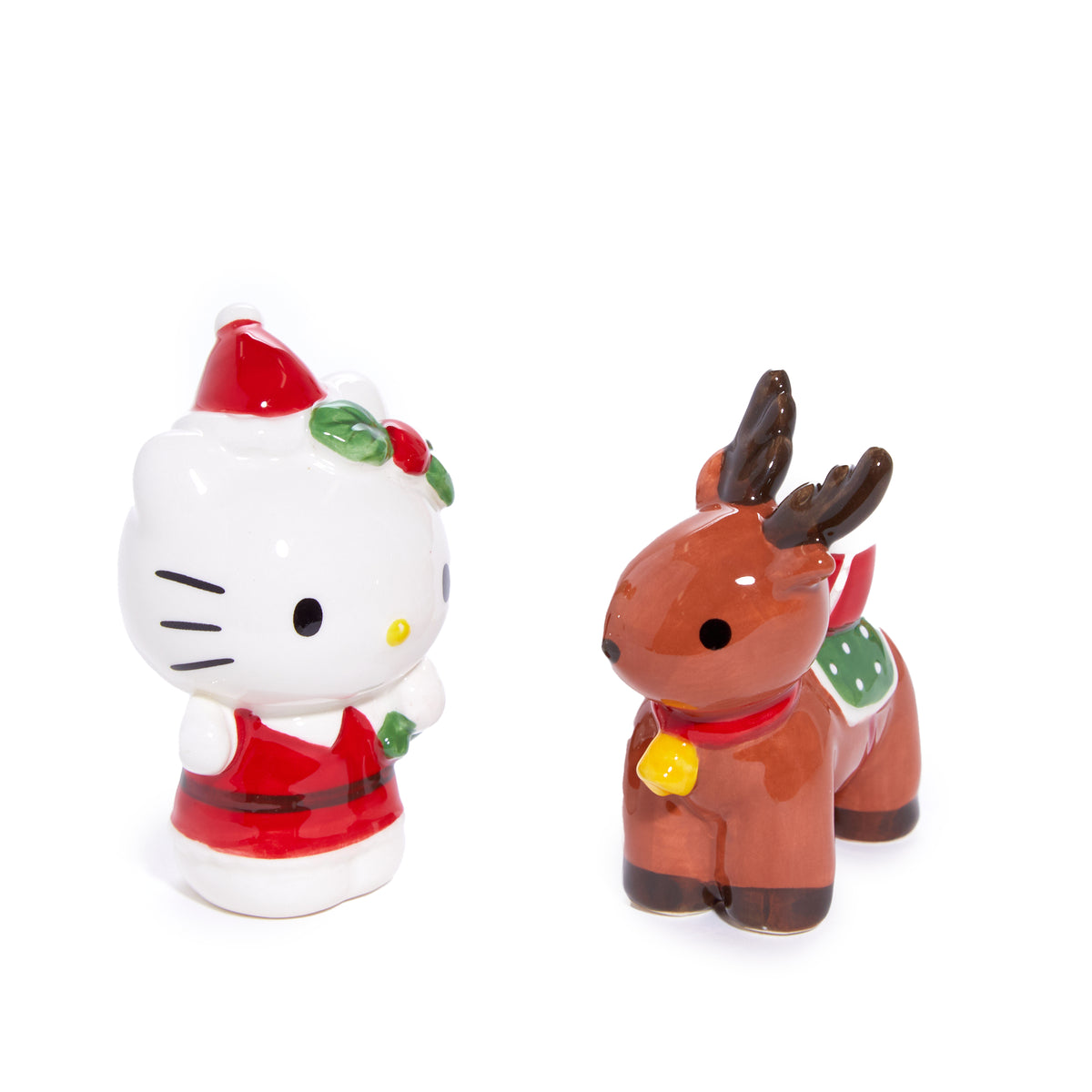 Hello Kitty Ceramic Holiday Salt &amp; Pepper Set (Reindeer Friend) Seasonal Blue Sky Clayworks