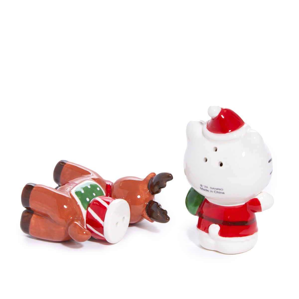 Hello Kitty Ceramic Holiday Salt &amp; Pepper Set (Reindeer Friend) Seasonal Blue Sky Clayworks