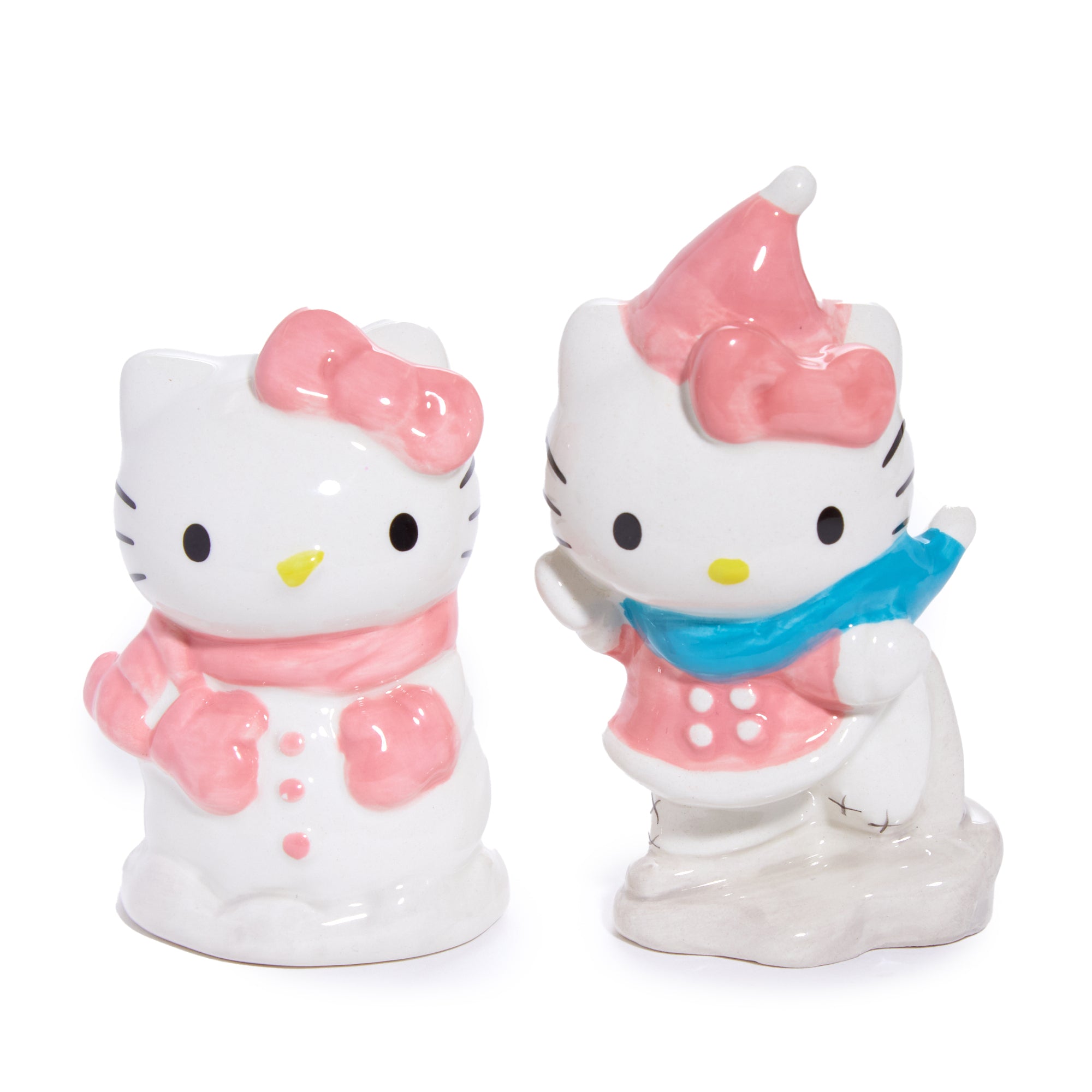 Hello Kitty Ceramic Holiday Salt & Pepper Set (Snow Play) Seasonal Blue Sky Clayworks