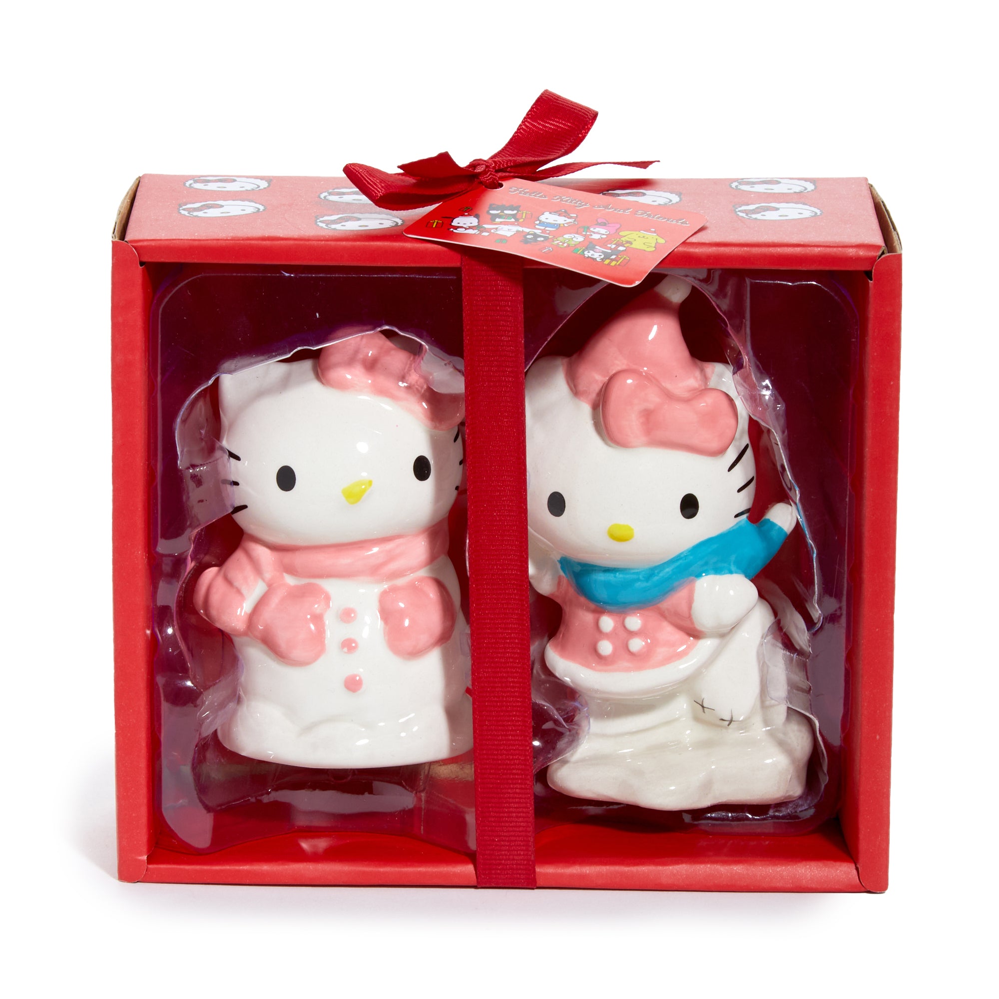 Hello Kitty Ceramic Holiday Salt & Pepper Set (Snow Play) Seasonal Blue Sky Clayworks